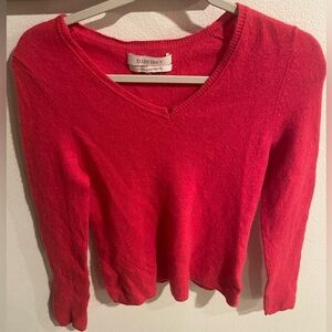Ellen Tracy cashmere sweater red v-neck pullover‎ size Small